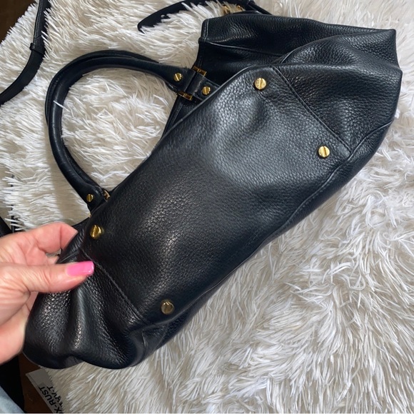 Tory Burch Amanda black pebbled leather double handles w shoulder strap hand bag - Picture 4 of 16